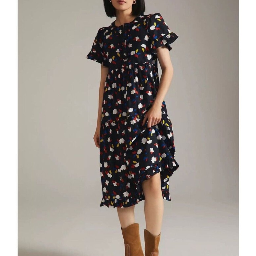 ❤️ Clare V Tiered Midi Dress from Anthropologie ❤️ EUC ❤️ Size Medium - Picture 2 of 10
